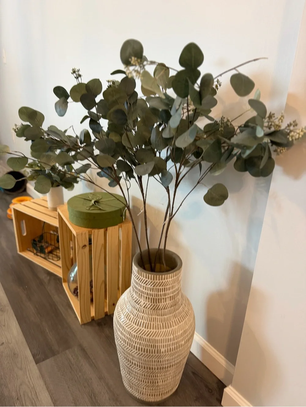 Crate and Barrel Decorative Ivy branch leaves Faux Greenery Home TWO brand new